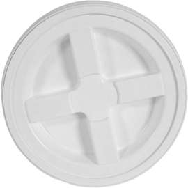 Gamma 4122E Lid, Heavy-Duty, Leak-Proof, HDPE Plastic, White, For: 3.5 to 7 gal Standard Plastic Buckets