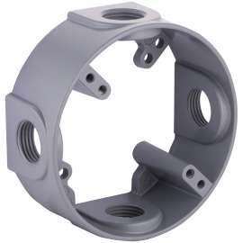 HUBBELL 5363-0 Extension Adapter, 4 in L, 4 in W, 4 -Knockout, Aluminum, Gray, Powder-Coated