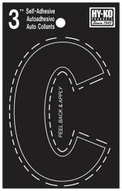 HY-KO 30400 Series 30413 Die-Cut Letter, Character: C, 3 in H Character, Black Character, Vinyl
