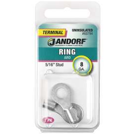 Jandorf 60794 Ring Terminal, 8 AWG Wire, 5/16 in Stud, Copper Contact