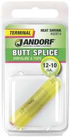 Jandorf 60814 Butt Splice Connector, 12 to 10 AWG Wire, Copper Contact, Yellow
