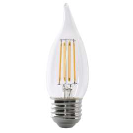 Feit Electric BPEFC60/927CA/FIL LED Bulb, Decorative, Flame Tip Lamp, 60 W Equivalent, E26 Lamp Base, Dimmable, Clear