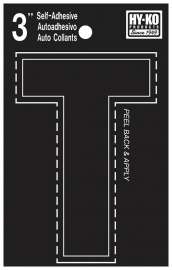 HY-KO 30400 Series 30430 Die-Cut Letter, Character: T, 3 in H Character, Black Character, Vinyl