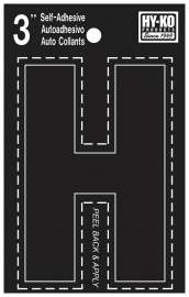 HY-KO 30400 Series 30418 Die-Cut Letter, Character: H, 3 in H Character, Black Character, Vinyl