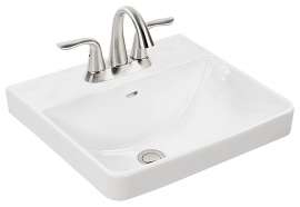 Foremost 13-0073-4W Vessel Bathroom Sink, Rectangle Basin, 4 in Faucet Centers, 3-Deck Hole, 18 in OAW, 7-7/8 in OAH