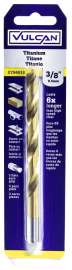 Vulcan Drill Bit, 3/8 In Dia X 5 In L, Straight Shank, High Speed Steel, Titanium Nitride Coated