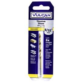 Vulcan Drill Bit, 5/32 In Dia X 3 In L, Straight Shank, High Speed Steel, Titanium Nitride Coated