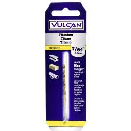 Vulcan Drill Bit, 7/64 In Dia X 2-5/8 In L, Straight Shank, High Speed Steel, Titanium Nitride Coated