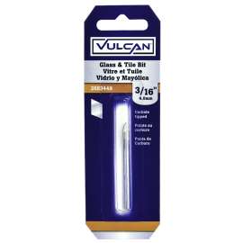 Vulcan Glass And Tile Bit, 3/16 In Dia, 3-Flat Shank, Shear Point, Carbide Cutting Edge