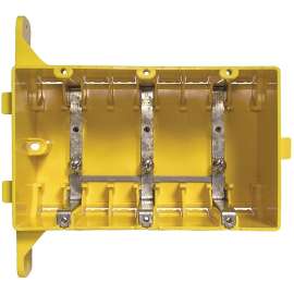 HUBBELL 2023R Outlet Box, 3 -Gang, Plastic/Resin, Yellow, Flush Mounting