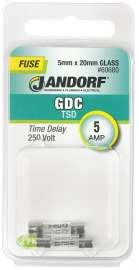 Jandorf 60680 Time Delay Fuse, 5 A, 250 V, 50 A Interrupt, Glass Body