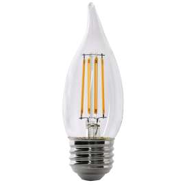 Feit Electric BPEFC60/950CA/FIL LED Bulb, Decorative, Flame Tip Lamp, 60 W Equivalent, E26 Lamp Base, Dimmable, Clear