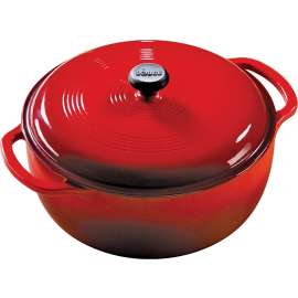 Lodge EC6D43 Dutch Oven, 6 qt Capacity, Iron, Red, Loop Handle