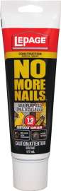LePage No More Nails 2047902 All Purpose Adhesive, White, 177 mL Tube