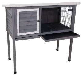 PETMATE Precision Pet 7029115 Extreme Rabbit Shack II, 46 in W, 24 in D, 48 in H, Wood, Gray/White