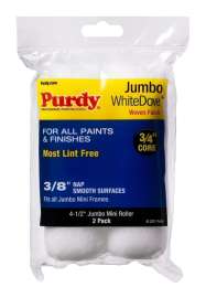 Purdy White Dove 14G624012 Jumbo Mini Roller Cover, 3/8 in Thick Nap, 4-1/2 in L, Dralon Fabric Cover