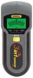 GENERAL MSV100 Stud/Voltage/Metal Detector, 9 V Battery, 1-1/2 in Detection, Detectable Material: Copper/Iron/Wood