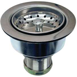 Danco 86803 Basket Strainer Assembly, 3-1/2 in Dia, Stainless Steel, Chrome, For: 3-1/4 x 4 in Opening Sink
