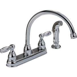 DELTA Peerless Claymore Series P299575LF Kitchen Faucet, 1.8 gpm, 2-Faucet Handle, Chrome Plated, Deck Mounting