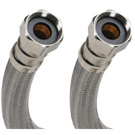 FLUIDMASTER B1H18 High-Flexible Water Heater Connector, 3/4 in, FIP, Stainless Steel, Nickel, 18 in L