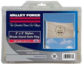 Valley Forge RI3 Rhode Island Flag with Brass Grommet, 5 ft L, 3 ft W, HOPE, Nylon