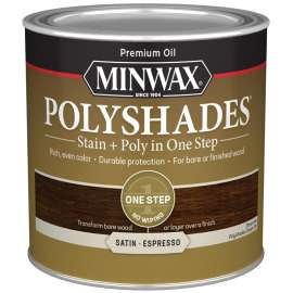 Minwax PolyShades 213974444 Stain and Polyurethane, Satin, Liquid, Espresso, 0.5 pt