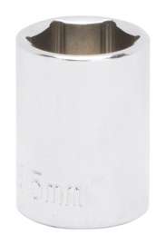 Vulcan MT6499420 Drive Socket, 15 mm Socket, 3/8 in Drive, 6-Point, Chrome Vanadium Steel, Chrome