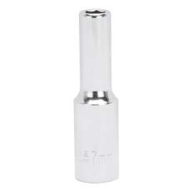 Vulcan MT6500661 Drive Socket, 7 mm Socket, 3/8 in Drive, 6-Point, Chrome Vanadium Steel, Chrome