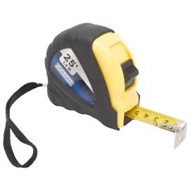 Vulcan C21-7.5X25 Measuring Tape, 25 ft L Blade, 1 in W Blade, Steel Blade, ABS Plastic Case, Yellow Case