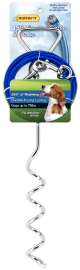RUFFIN'IT 29515 Corkscrew Stake and Cable Tie-Out, Swivel Snap End, 15 ft L Belt/Cable, Steel, Blue