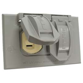 TAYMAC 5712-5WRTR Weatherproof Cover, 4-9/16 in L, 2-13/16 in W, Aluminum, Gray