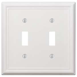 Amerelle 149TTW Wallplate, 4-7/8 in L, 4-15/16 in W, 2 -Gang, Steel, White