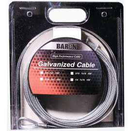 BARON 0 7005/50070 Aircraft Cable, 3/16 in Dia, 50 ft L, 740 lb Working Load, Galvanized Steel