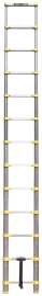 METALTECH E-LAD12T2 Telescopic Ladder, 16 ft H Reach, 250 lb, Aluminum, Yellow