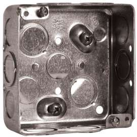 HUBBELL 52151KBAR Ceiling Box, 4 in W, 1-1/2 in D, 4 in H, 8 -Knockout, Metal