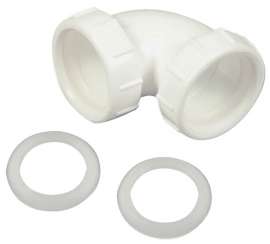 Danco 94034 Elbow Tube, 1-1/2 in, Slip-Joint, PVC, White