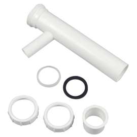 Danco 94057 Tailpiece, 1-1/2 in, 8 in L, Slip-Joint, 5/8 in O.D. Branch, Plastic, White