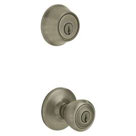 Kwikset 690T5CP6ALRCSK6 Knob Lockset, 3 Grade, Keyed Key, Antique Brass, 2-3/8 x 2-3/4 in Backset, K6 Keyway