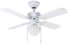 CANARM Galaxy Series CF15636411S Ceiling Fan, 5-Blade, White Housing, Bleached Oak/White Blade, 36 in Sweep, 3-Speed