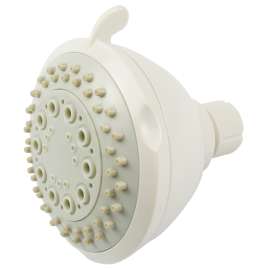 Boston Harbor Shower Head, 1.75 (6.6) 80 gpm (L/MIN) psi, 1/2-14 NPT Connection, Threaded, 3-Spray Function, White