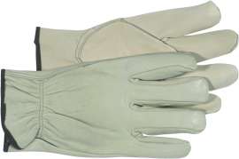 BOSS 4068M Driver Gloves, M, Keystone Thumb, Open, Shirred Elastic Back Cuff, Leather, Natural