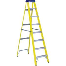 Louisville FS2008 Step Ladder, 147 in Max Reach H, 7-Step, 250 lb, Type I Duty Rating, 3 in D Step, Fiberglass