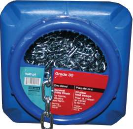 Ben-Mor 51000 Proof Coil Chain, 100 ft L, 30 Grade, Carbon Steel, Zinc