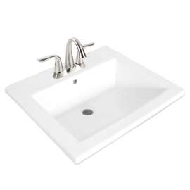 Foremost 13-0039-4W Bathroom Sink, Square Basin, 4 in Faucet Centers, 3-Deck Hole, 20-1/4 in OAW, 7-1/4 in OAH, White
