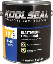 KOOL SEAL KS0063300-16 Elastomeric Roof Coating, White, 0.9 gal Pail, Liquid