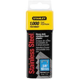 STANLEY TRA706SST Staple, 27/64 in W Crown, 3/8 in L Leg, Stainless Steel, 24 ga Gauge