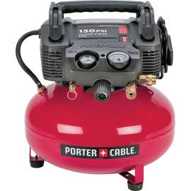 PORTER-CABLE C2002 Air Compressor, 6 gal Tank, 0.8 hp, 120 V, 120 to 150 psi Pressure, 1-Stage, 2.6 to 3.5 scfm Air