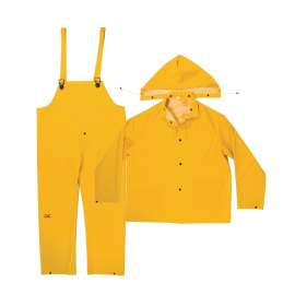 CLC R101L Rain Suit, L, PVC, Yellow, Detachable Collar