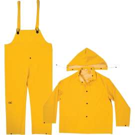 CLC R101M Rain Suit, M, PVC, Yellow, Detachable Collar