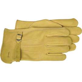 BOSS 6023M Driver Gloves, M, Keystone Thumb, Open Cuff, Cowhide Leather, Gold